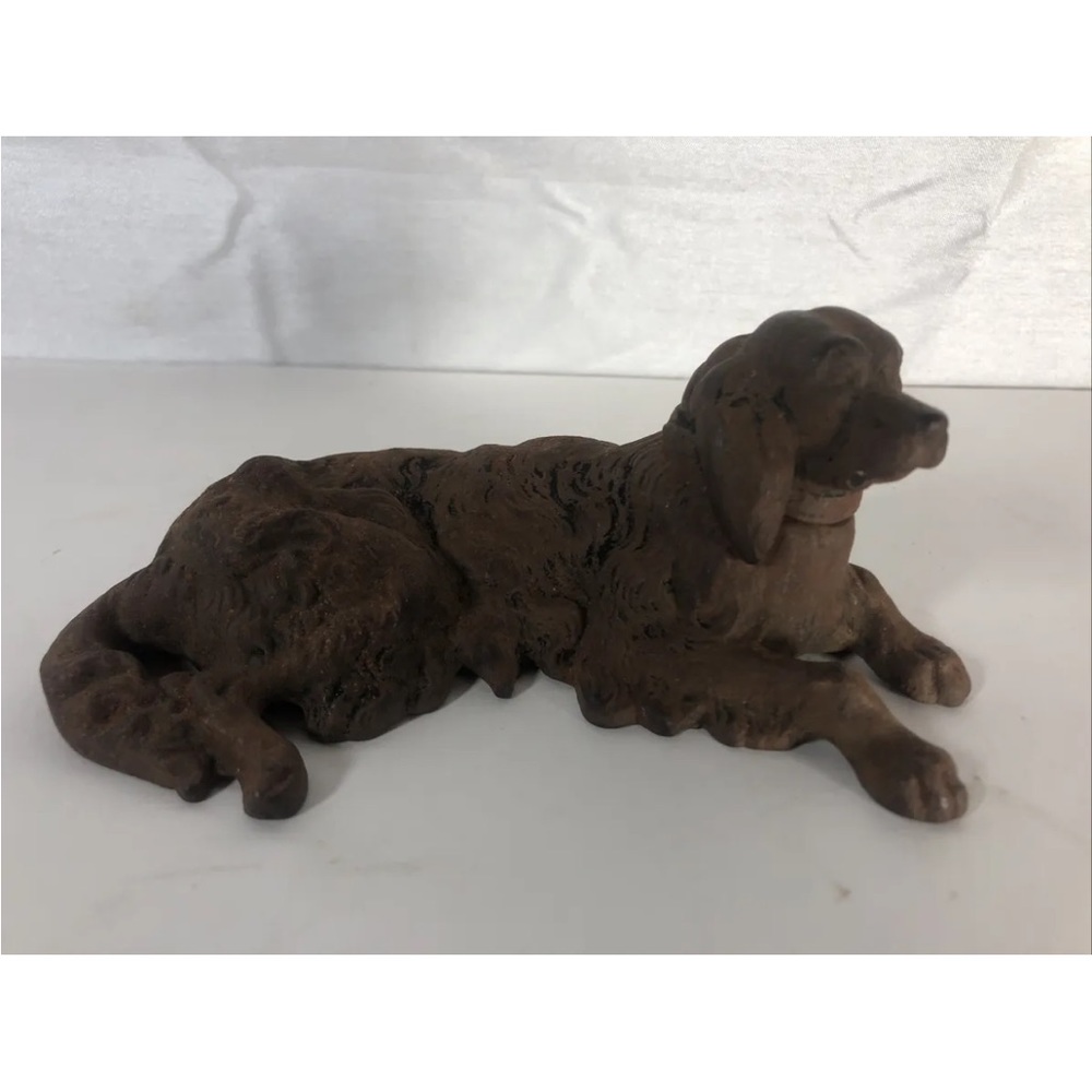 Vintage Cast Iron Laying Irish Setter Paper Weight/Door Stop/Display: 1.4lb & 5”